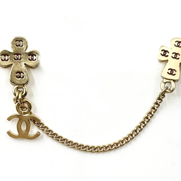 Chanel Rare Vintage Gold Plated CC Cross Pins - Picture 1 of 4